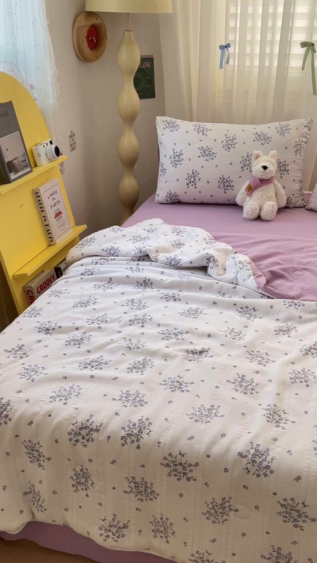 91家纺网 家纺一手货源 找家纺 寐眠 2026新款泡泡纱印花夏被夏凉被空调被 紫风铃