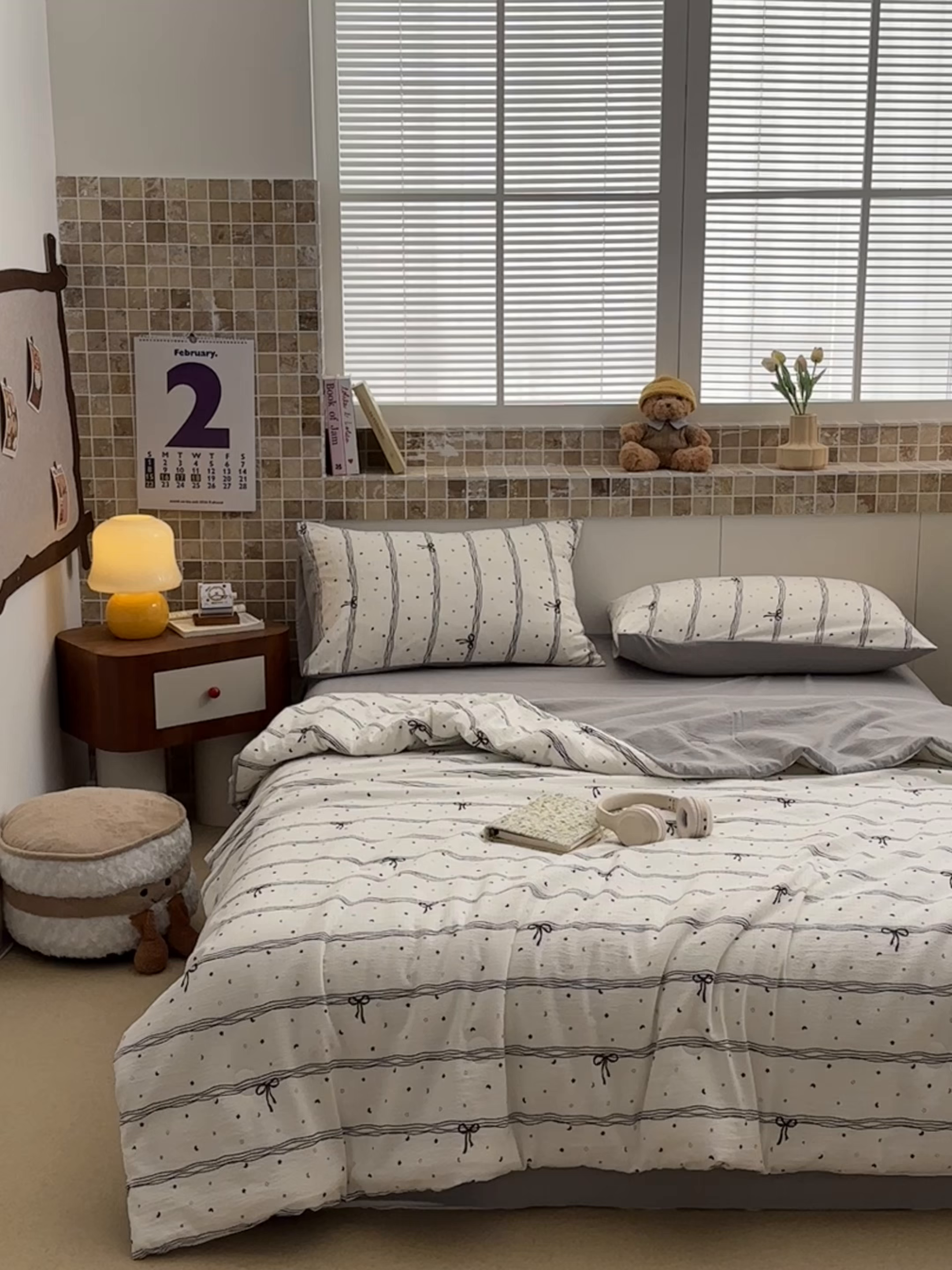 91家纺网 家纺一手货源 找家纺 寐眠 2026新款泡泡纱印花夏被夏凉被空调被 雾灰蝴蝶结