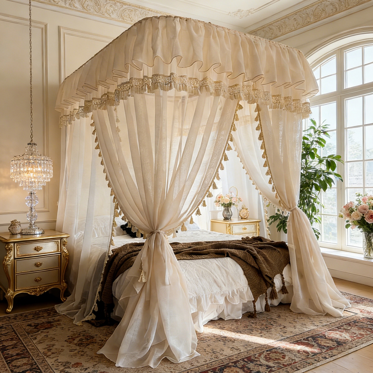 91家纺网 家纺一手货源 找家纺 （总）都市缘蚊帐 2026新款3393安娜多丽棉纱轨道款宫廷蚊帐