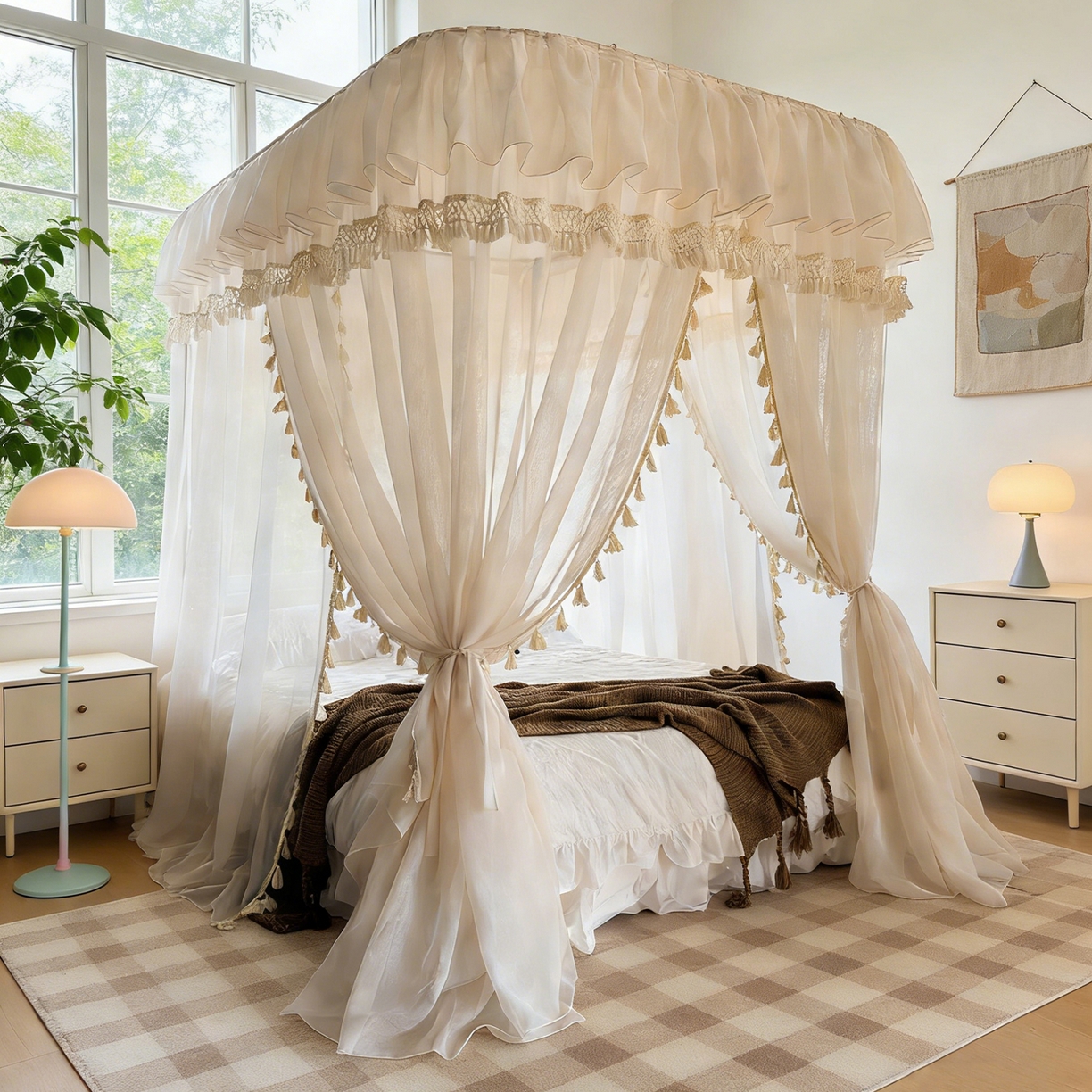 91家纺网 家纺一手货源 找家纺 （总）都市缘蚊帐 2026新款3393安娜多丽棉纱轨道款宫廷蚊帐