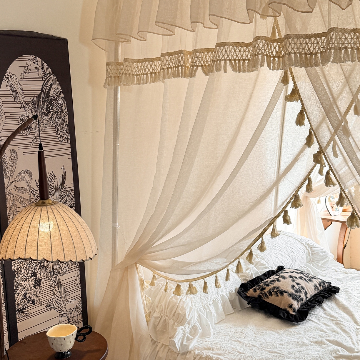 91家纺网 家纺一手货源 找家纺 （总）都市缘蚊帐 2026新款3393安娜多丽棉纱轨道款宫廷蚊帐