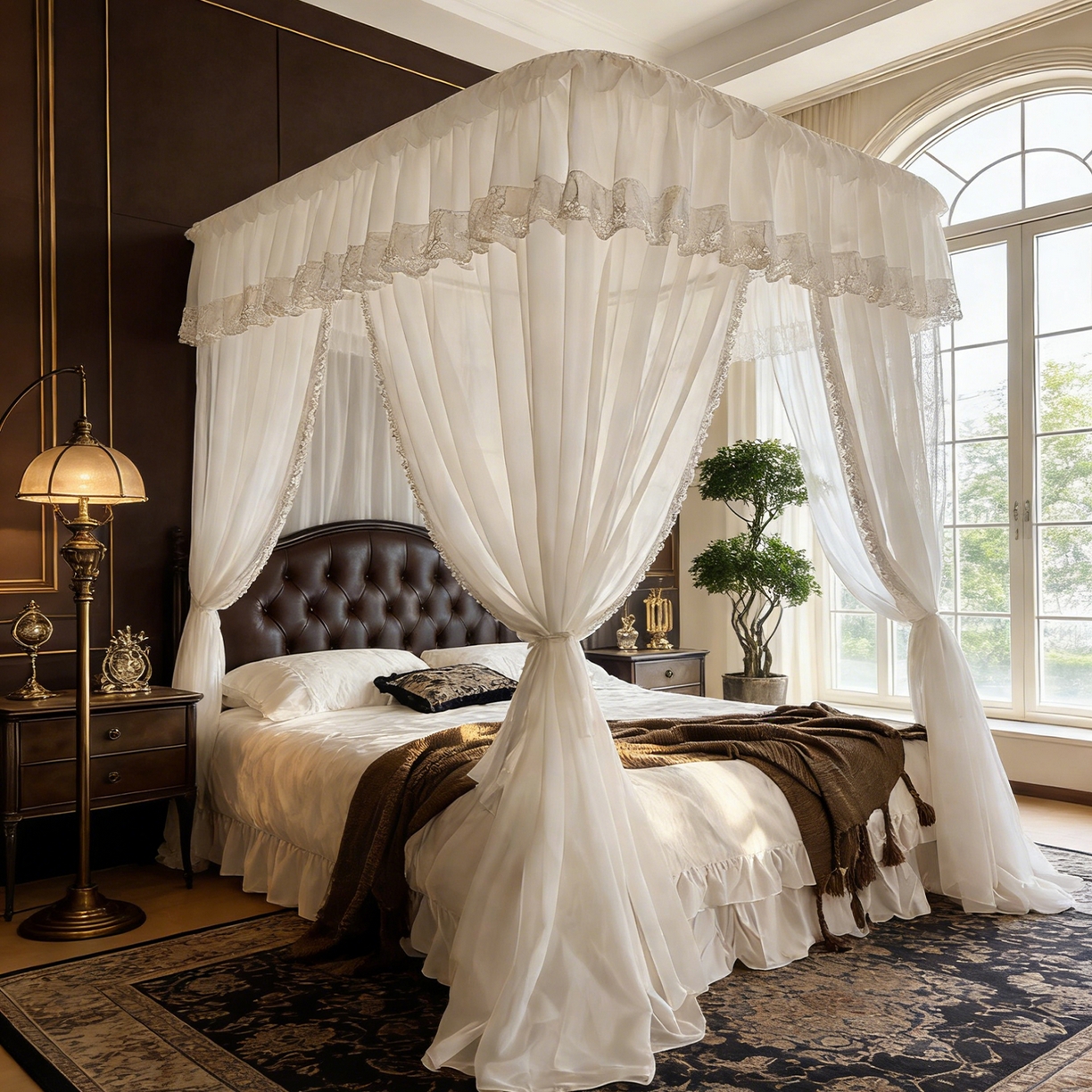 91家纺网 家纺一手货源 找家纺 都市缘蚊帐 2026新款3393香思缦多丽棉纱轨道款宫廷蚊帐 3393香思缦-云雾白