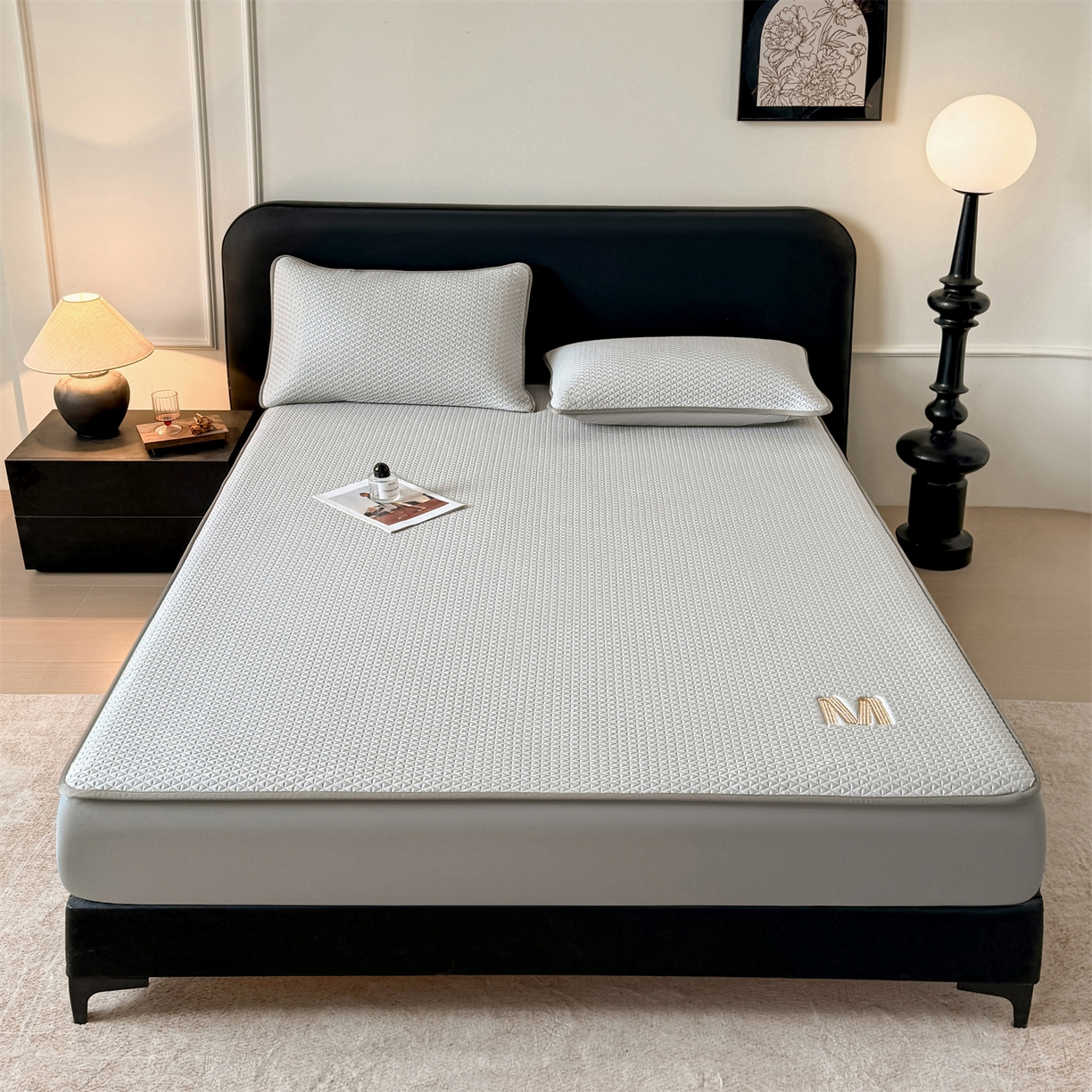 鑫姿席业 2026新款夏季高端竹席pe藤席空调软席可水洗席子凉席-慕尚M纹 床席款-慕尚M纹-咖