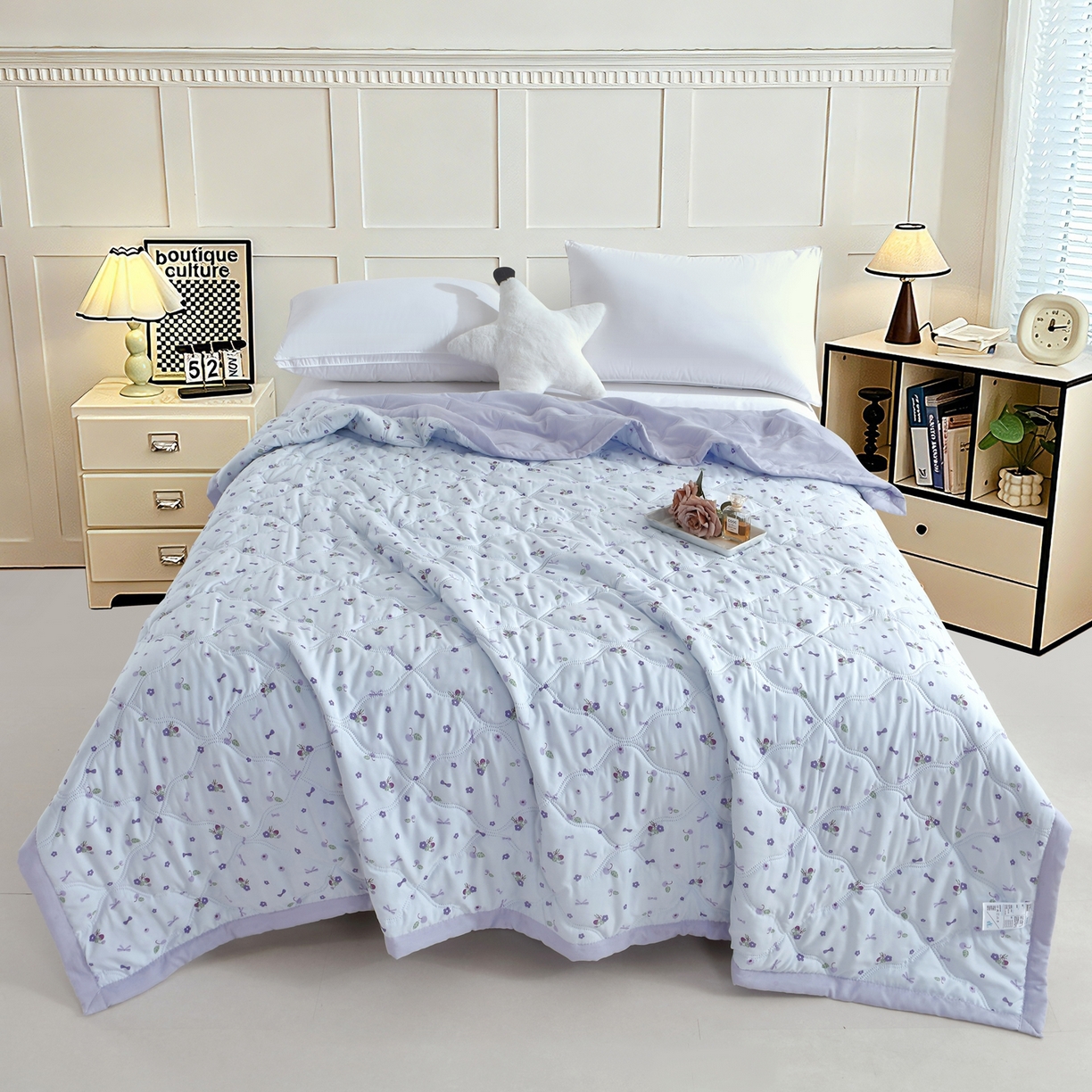 91家纺网 家纺一手货源 找家纺 好欣怡 2026新款水洗棉夏被 紫芋星梦