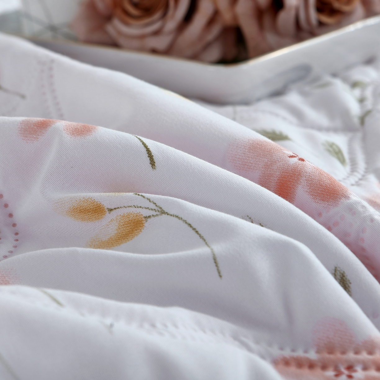 91家纺网 家纺一手货源 找家纺 好欣怡 2026新款水洗棉夏被 柔粉花事