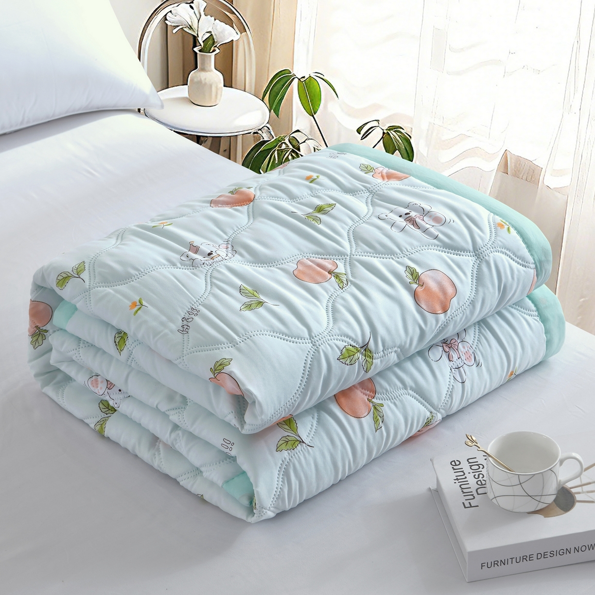 91家纺网 家纺一手货源 找家纺 好欣怡 2026新款水洗棉夏被 桃乐