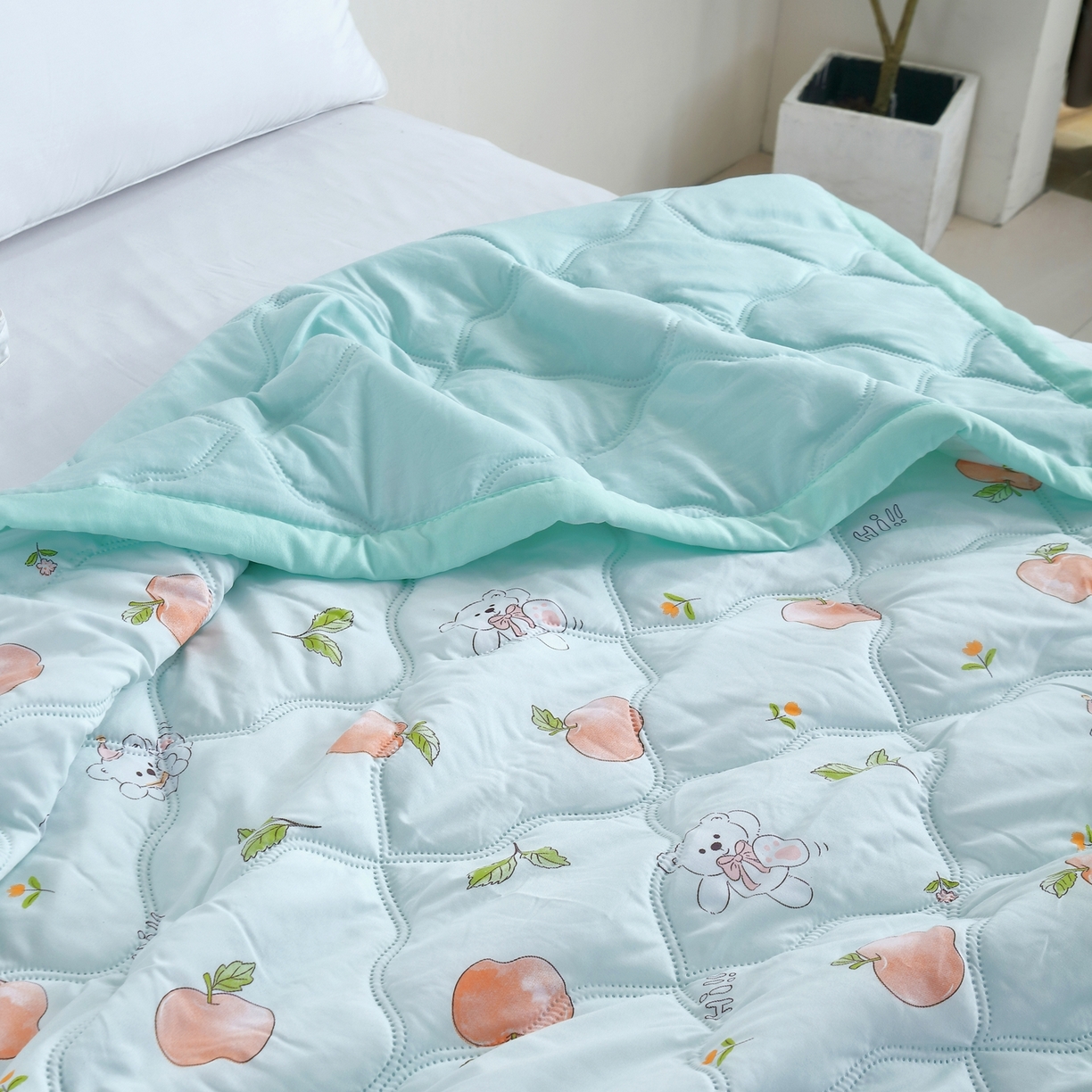 91家纺网 家纺一手货源 找家纺 好欣怡 2026新款水洗棉夏被 桃乐