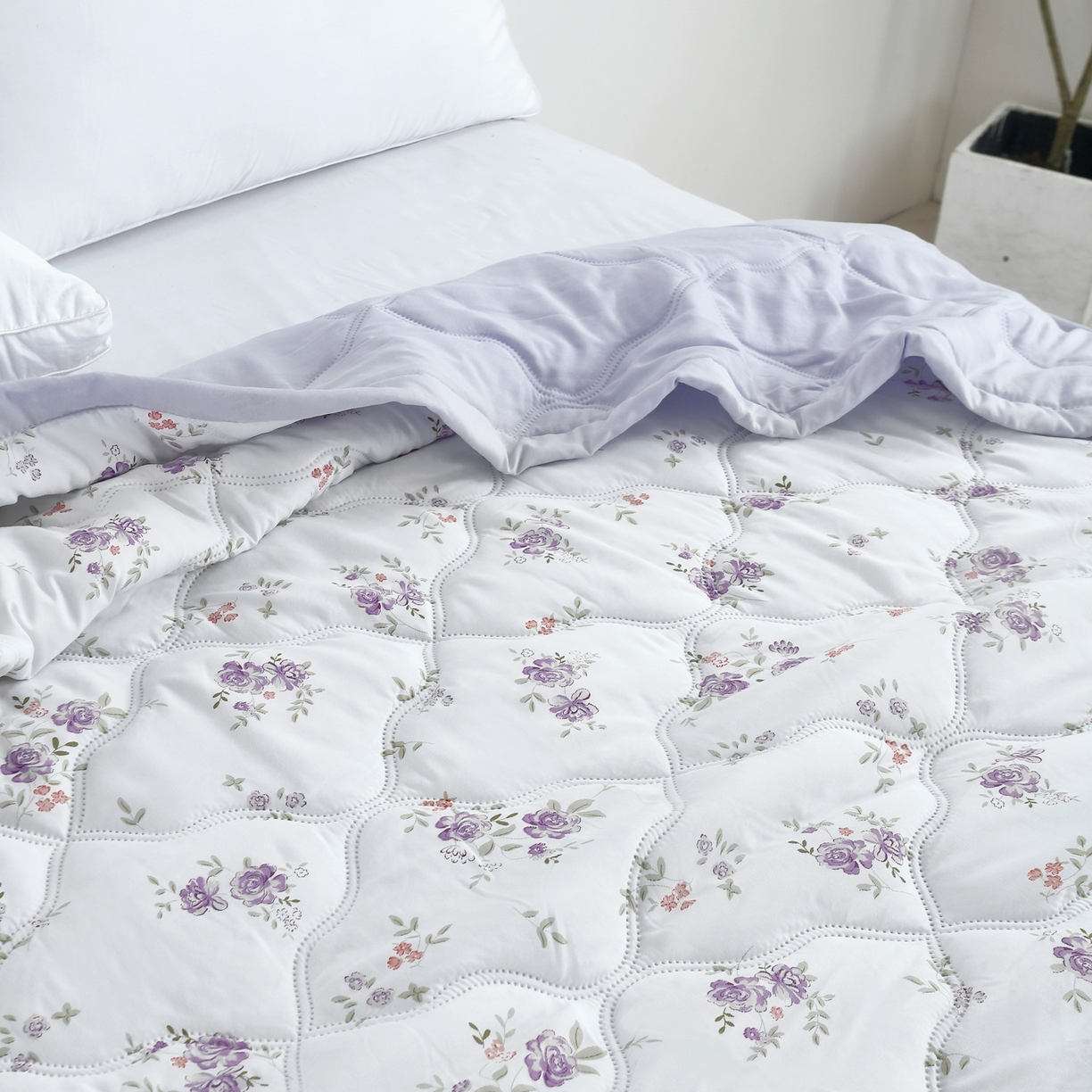 91家纺网 家纺一手货源 找家纺 好欣怡 2026新款水洗棉夏被 紫樱漫