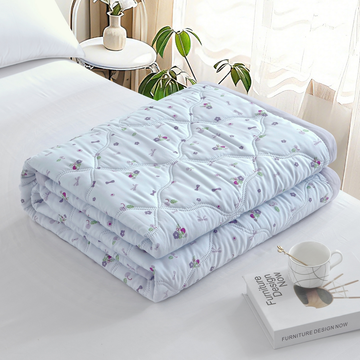 91家纺网 家纺一手货源 找家纺 好欣怡 2026新款水洗棉夏被 紫芋星梦