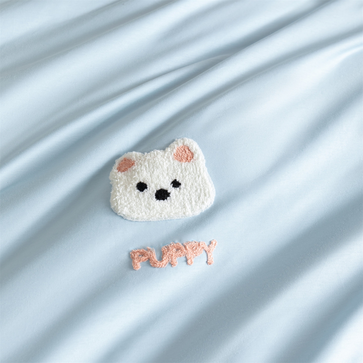 91家纺网 家纺一手货源 找家纺 857家居 2026新款全棉毛巾绣四件套 蓝调狗