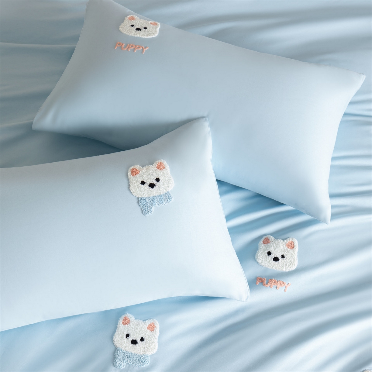 91家纺网 家纺一手货源 找家纺 857家居 2026新款全棉毛巾绣四件套 蓝调狗