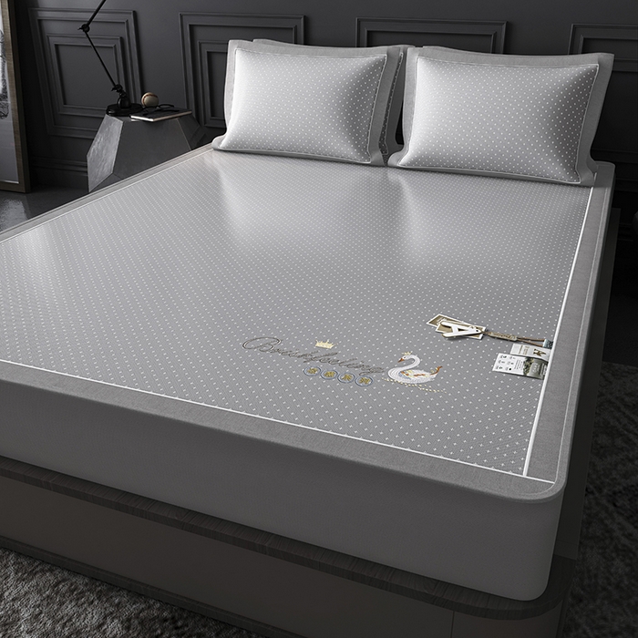 91家纺网 家纺一手货源 找家纺 （总）小牛席业 2026新款加厚款-满天星天鹅刺绣冰丝席系列（床笠款）凉席藤席冰藤席冰丝席竹席草席空调席乳胶席豆豆席