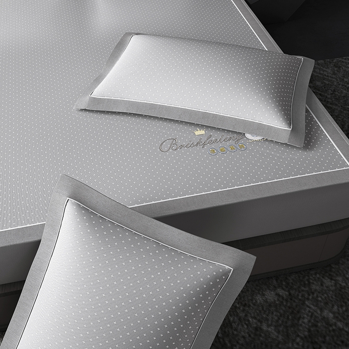 91家纺网 家纺一手货源 找家纺 小牛席业 2026新款加厚款-满天星天鹅刺绣冰丝席系列（床笠款）凉席藤席冰藤席冰丝席竹席草席空调席乳胶席豆豆席 灰色