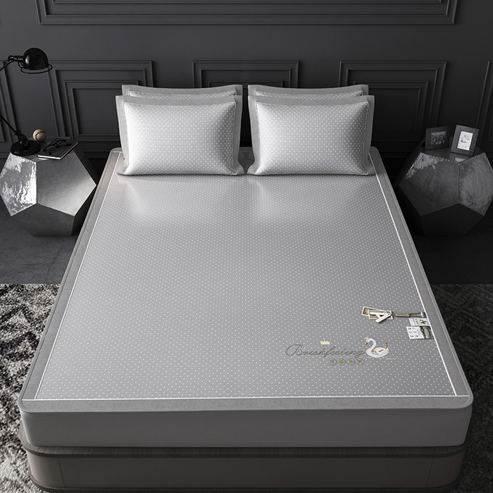 91家纺网 家纺一手货源 找家纺 （总）小牛席业 2026新款加厚款-满天星天鹅刺绣冰丝席系列（床笠款）凉席藤席冰藤席冰丝席竹席草席空调席乳胶席豆豆席