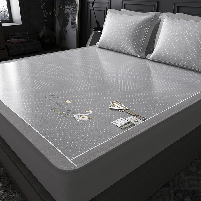 91家纺网 家纺一手货源 找家纺 （总）小牛席业 2026新款加厚款-满天星天鹅刺绣冰丝席系列（床笠款）凉席藤席冰藤席冰丝席竹席草席空调席乳胶席豆豆席