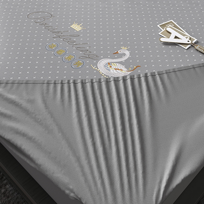 91家纺网 家纺一手货源 找家纺 （总）小牛席业 2026新款加厚款-满天星天鹅刺绣冰丝席系列（床笠款）凉席藤席冰藤席冰丝席竹席草席空调席乳胶席豆豆席