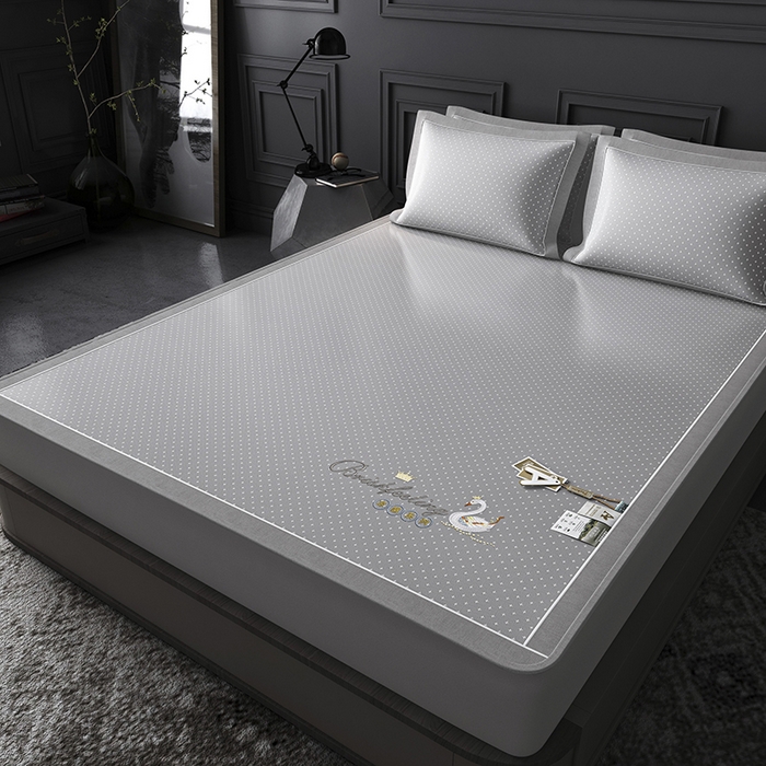 91家纺网 家纺一手货源 找家纺 （总）小牛席业 2026新款加厚款-满天星天鹅刺绣冰丝席系列（床笠款）凉席藤席冰藤席冰丝席竹席草席空调席乳胶席豆豆席