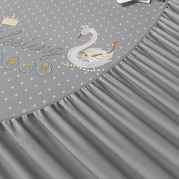 91家纺网 家纺一手货源 找家纺 （总）小牛席业 2026新款加厚款-满天星天鹅刺绣冰丝席系列（床笠款）凉席藤席冰藤席冰丝席竹席草席空调席乳胶席豆豆席