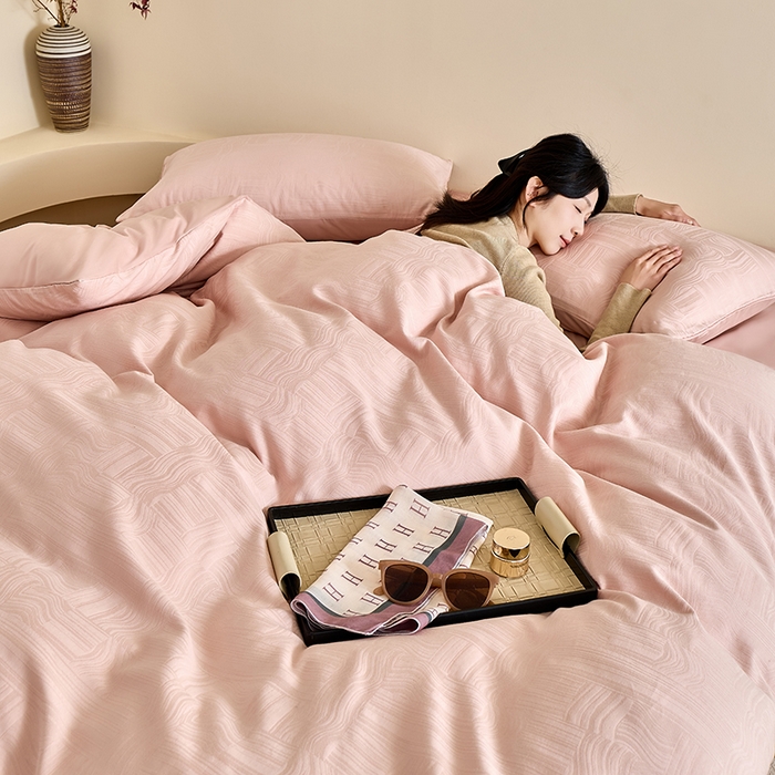 91家纺网 家纺一手货源 找家纺 （总）九沐良品 2026新款A类60支全棉纯棉贡缎大提花四件套