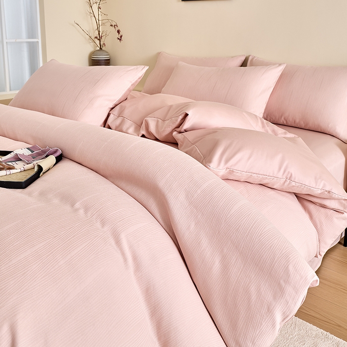 九沐良品 2026新款A类60支全棉纯棉贡缎大提花四件套 佐冉-粉