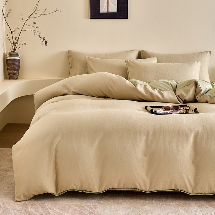 91家纺网 家纺一手货源 找家纺 九沐良品 2026新款A类60支全棉纯棉贡缎大提花四件套 佐冉-绿