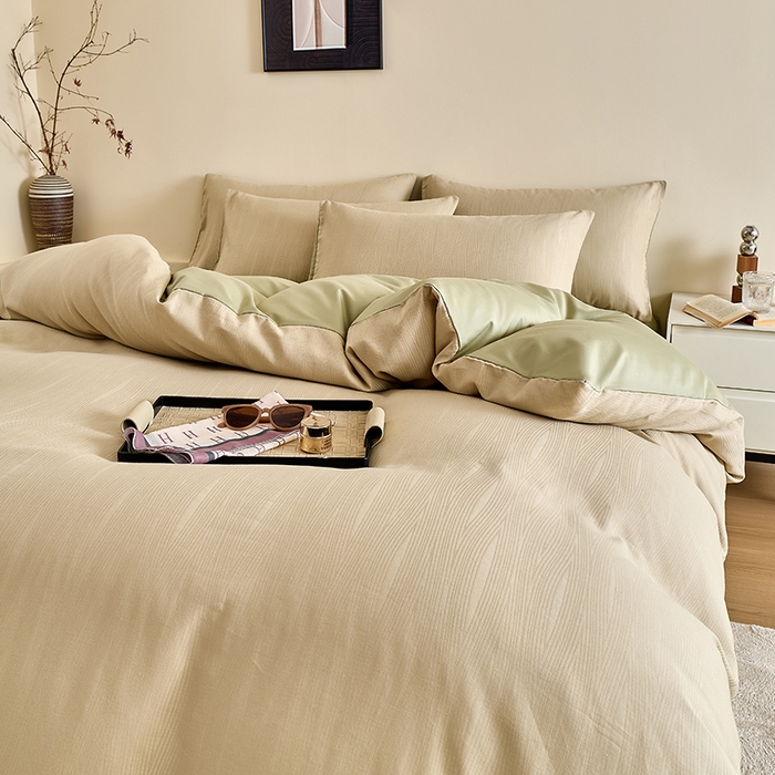 91家纺网 家纺一手货源 找家纺 九沐良品 2026新款A类60支全棉纯棉贡缎大提花四件套 佐冉-绿