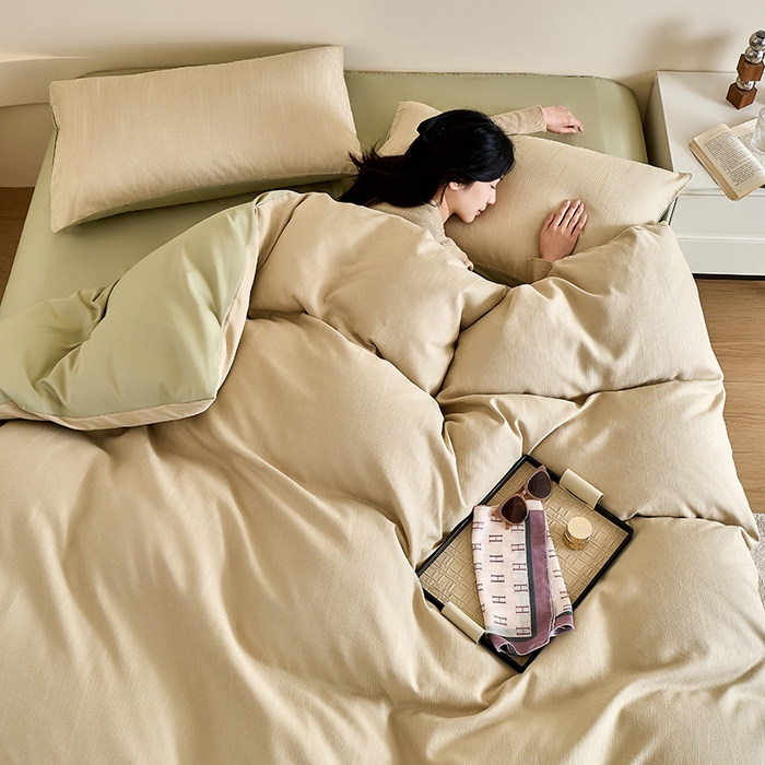 91家纺网 家纺一手货源 找家纺 九沐良品 2026新款A类60支全棉纯棉贡缎大提花四件套 佐冉-绿