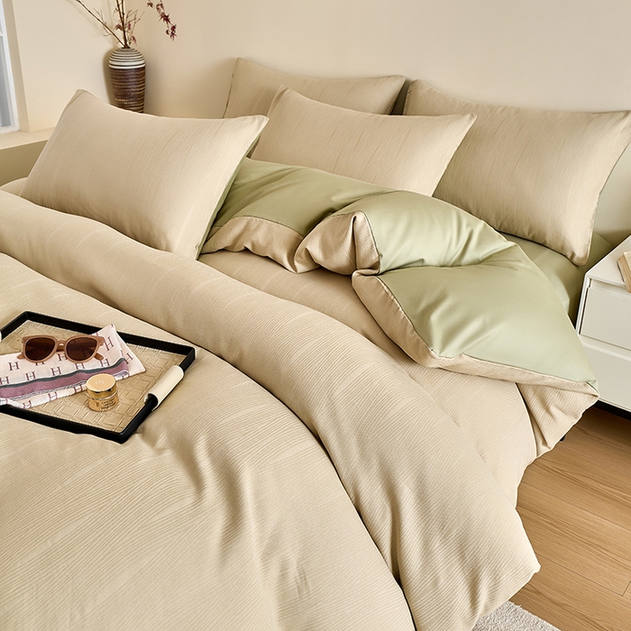 九沐良品 2026新款A类60支全棉纯棉贡缎大提花四件套 佐冉-绿