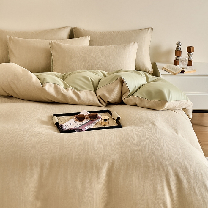 91家纺网 家纺一手货源 找家纺 九沐良品 2026新款A类60支全棉纯棉贡缎大提花四件套 佐冉-绿