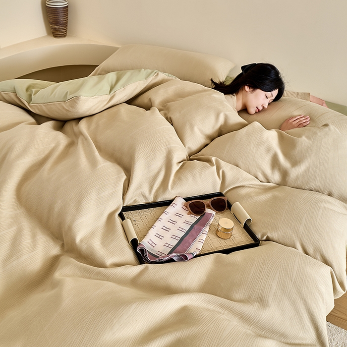 91家纺网 家纺一手货源 找家纺 九沐良品 2026新款A类60支全棉纯棉贡缎大提花四件套 佐冉-绿