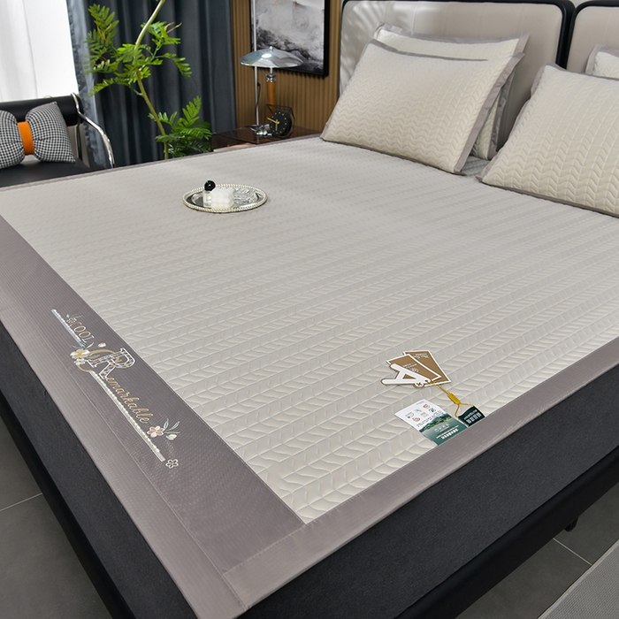 小牛席业 2026新款CR冷感乳胶席系列凉席藤席冰藤席竹席空调席草席冰丝席豆豆席乳胶席三件套 CR冷感乳胶席系列（烟灰）