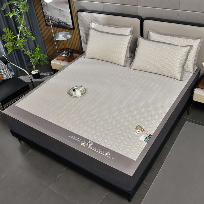 91家纺网 家纺一手货源 找家纺 小牛席业 2026新款CR冷感乳胶席系列凉席藤席冰藤席竹席空调席草席冰丝席豆豆席乳胶席三件套 CR冷感乳胶席系列（烟灰）