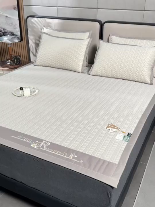 91家纺网 家纺一手货源 找家纺 小牛席业 2026新款CR冷感乳胶席系列凉席藤席冰藤席竹席空调席草席冰丝席豆豆席乳胶席三件套 CR冷感乳胶席系列（烟灰）