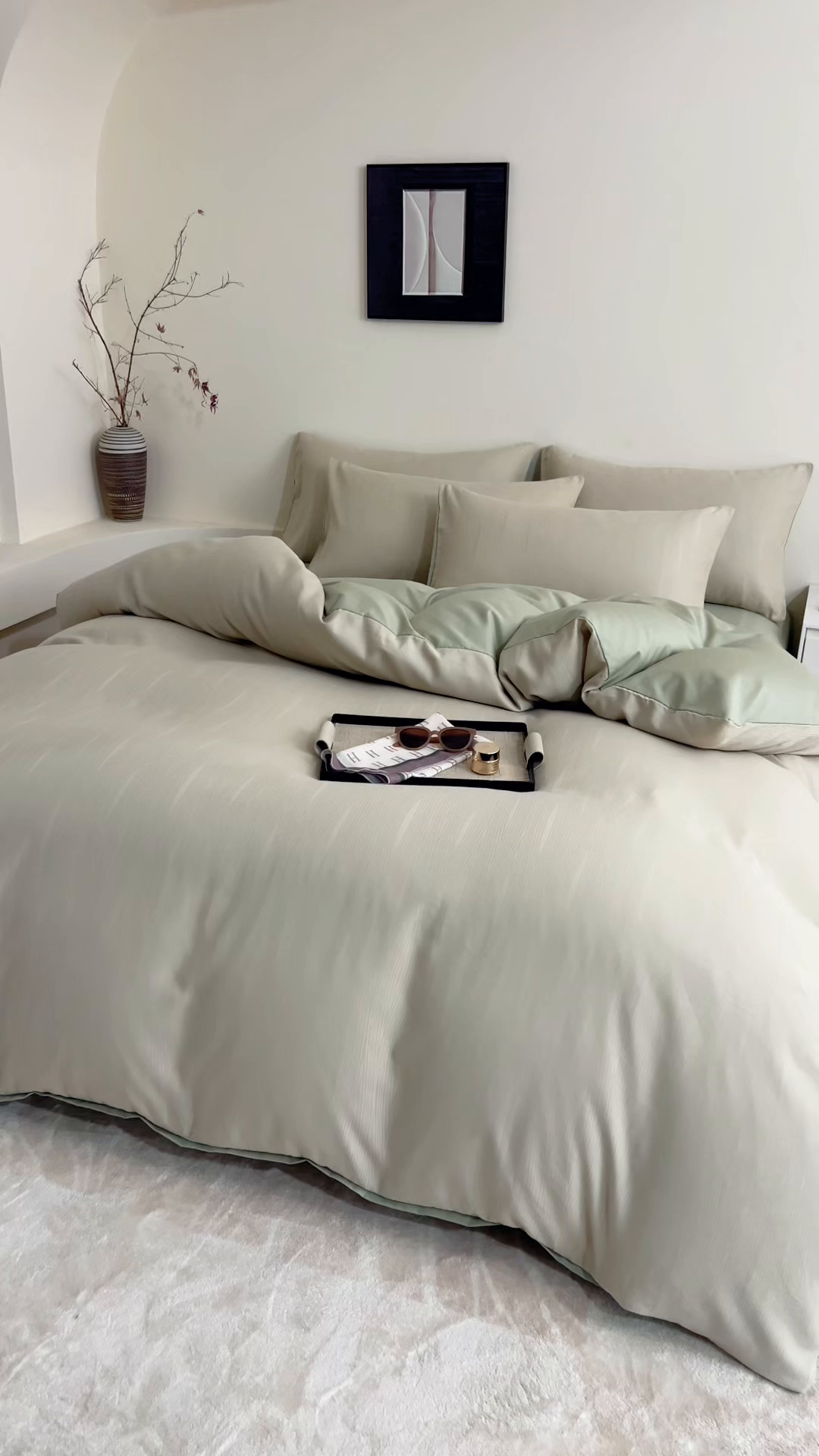 91家纺网 家纺一手货源 找家纺 九沐良品 2026新款A类60支全棉纯棉贡缎大提花四件套 佐冉-绿