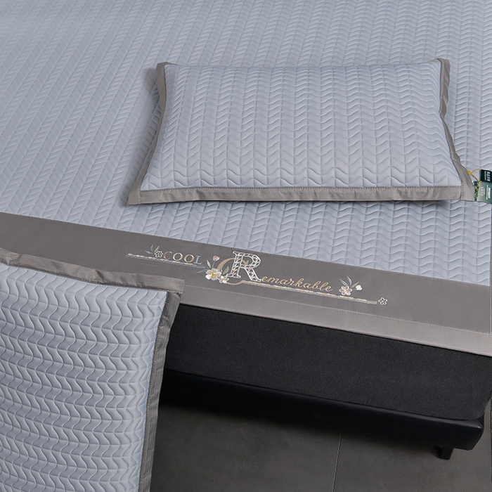 91家纺网 家纺一手货源 找家纺 小牛席业 2026新款CR冷感乳胶席系列凉席藤席冰藤席竹席空调席草席冰丝席豆豆席乳胶席三件套 CR冷感乳胶席系列（亮灰）