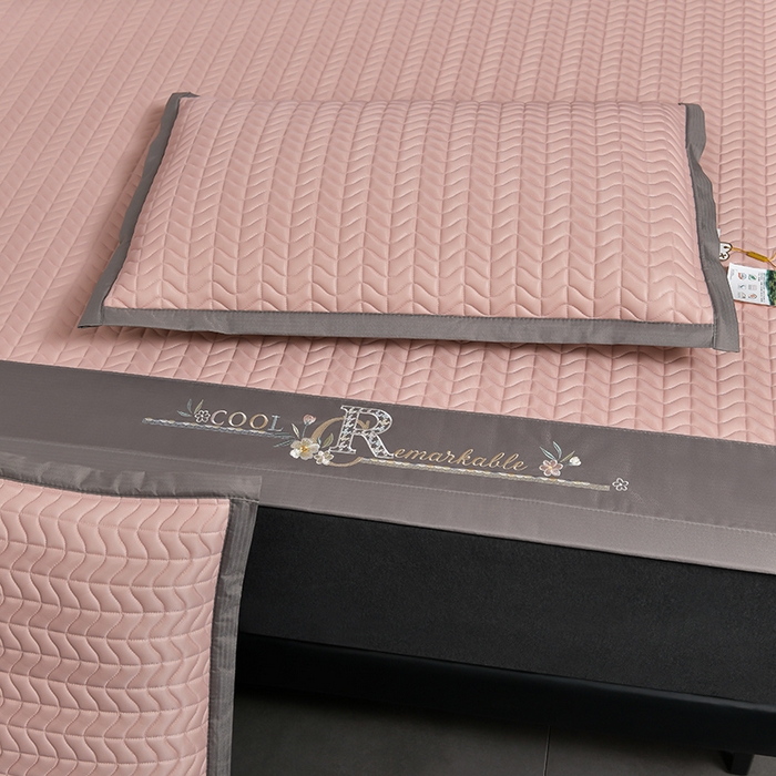 91家纺网 家纺一手货源 找家纺 小牛席业 2026新款CR冷感乳胶席系列凉席藤席冰藤席竹席空调席草席冰丝席豆豆席乳胶席三件套 CR冷感乳胶席系列（豆沙）