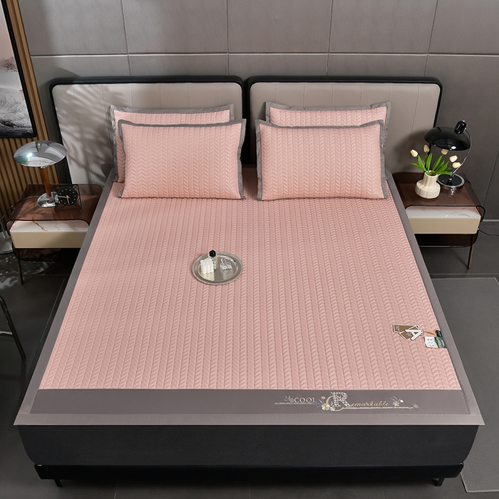 91家纺网 家纺一手货源 找家纺 小牛席业 2026新款CR冷感乳胶席系列凉席藤席冰藤席竹席空调席草席冰丝席豆豆席乳胶席三件套 CR冷感乳胶席系列（豆沙）