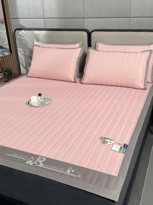 91家纺网 家纺一手货源 找家纺 小牛席业 2026新款CR冷感乳胶席系列凉席藤席冰藤席竹席空调席草席冰丝席豆豆席乳胶席三件套 CR冷感乳胶席系列（豆沙）