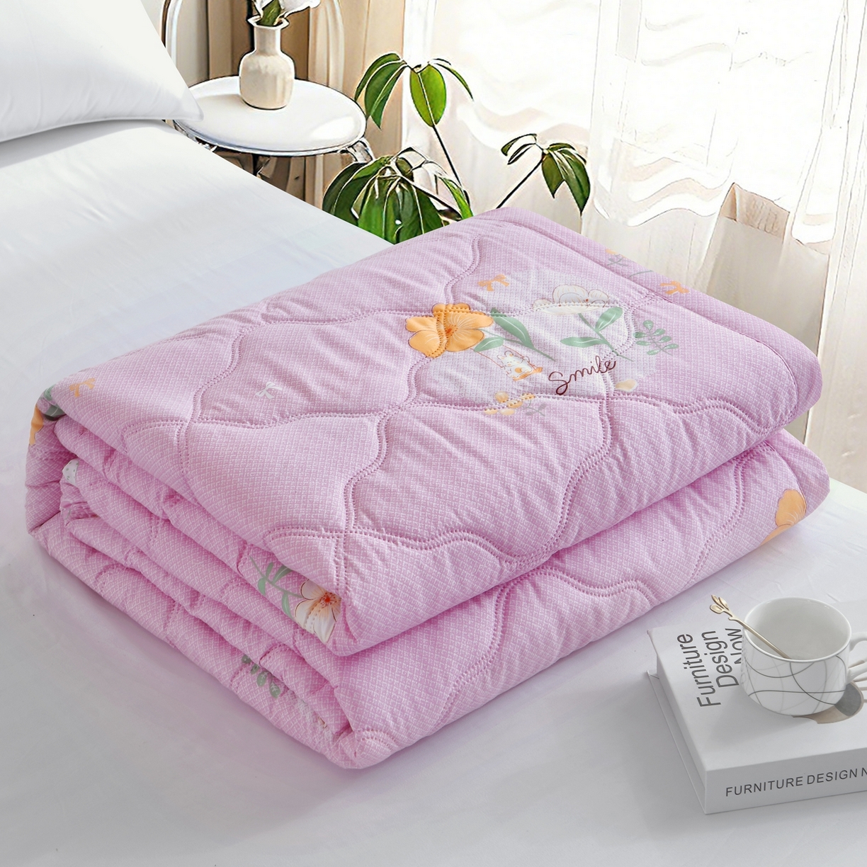 91家纺网 家纺一手货源 找家纺 好欣怡家纺 2026新款海藻棉夏被夏凉被 粉云间