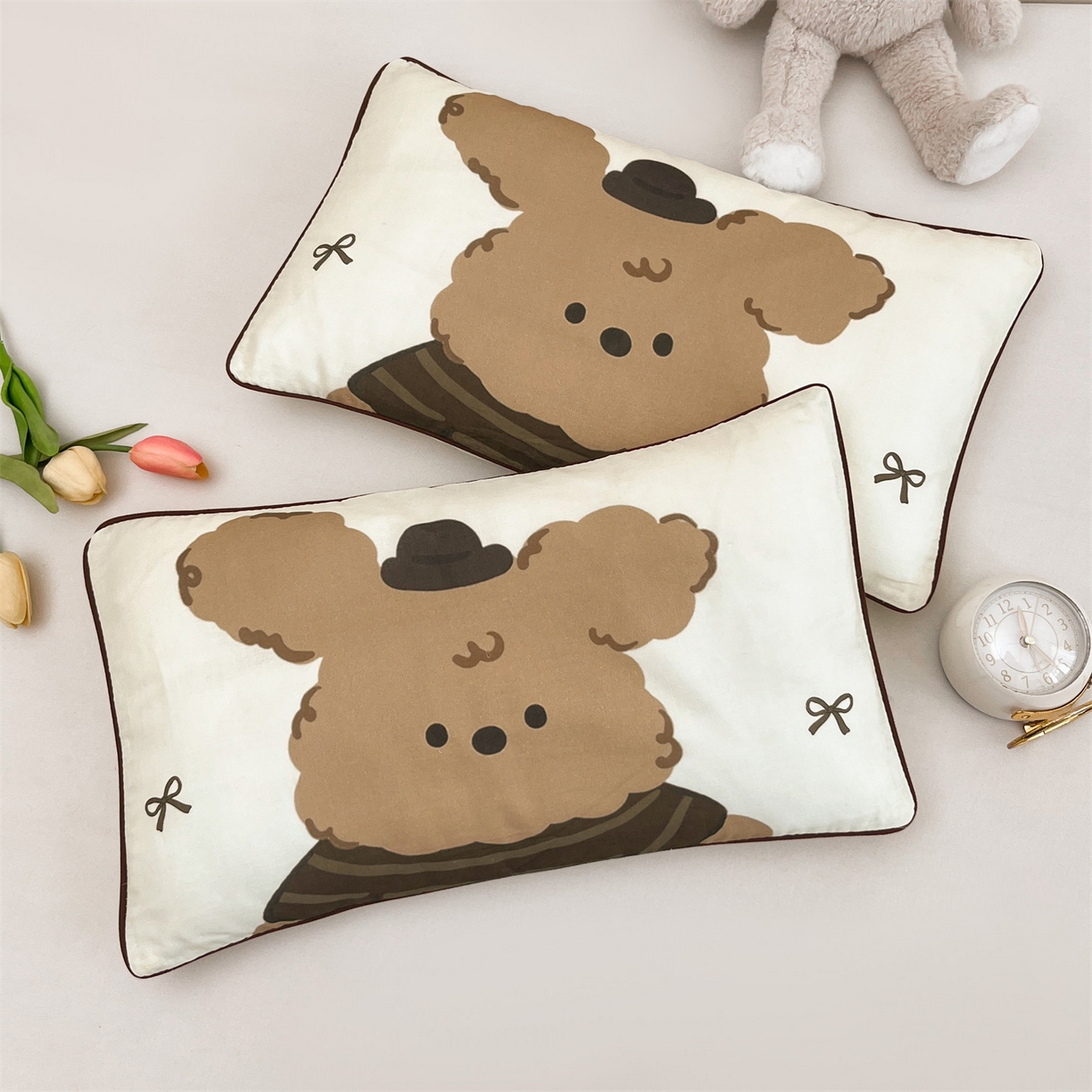 91家纺网 家纺一手货源 找家纺 （总）雯豆家纺 2026新款全棉双层纱布枕套儿童卡通枕芯定位纯棉大版枕头套