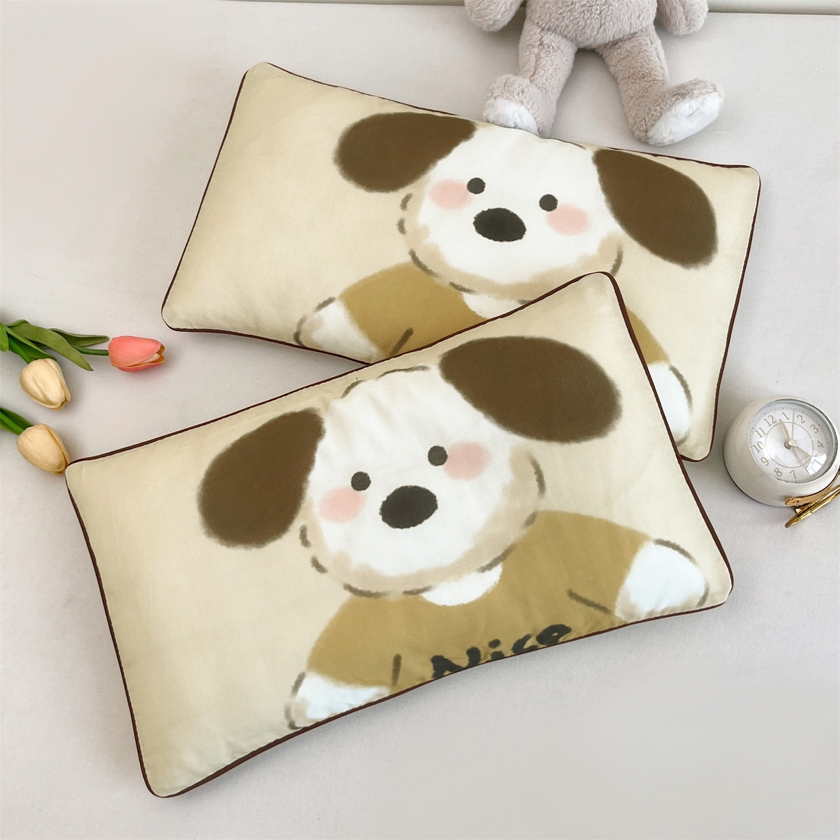 91家纺网 家纺一手货源 找家纺 （总）雯豆家纺 2026新款全棉双层纱布枕套儿童卡通枕芯定位纯棉大版枕头套