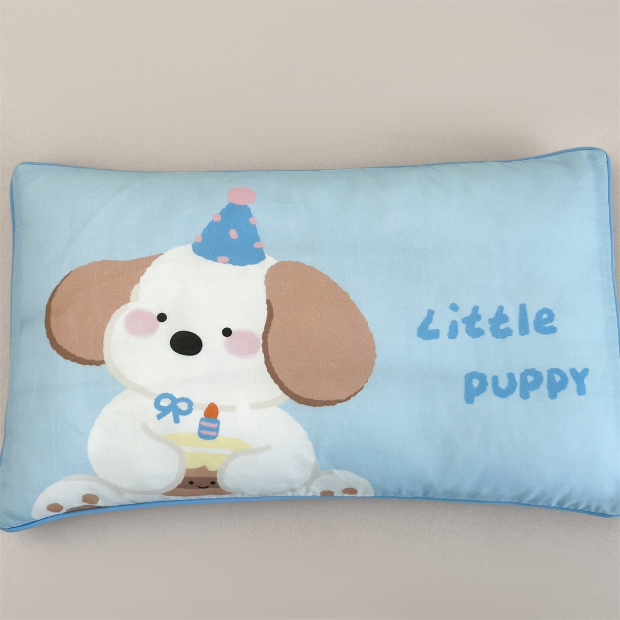 91家纺网 家纺一手货源 找家纺 雯豆家纺 2026新款全棉双层纱布枕套儿童卡通枕芯定位纯棉大版枕头套 双层纱-欢乐小狗