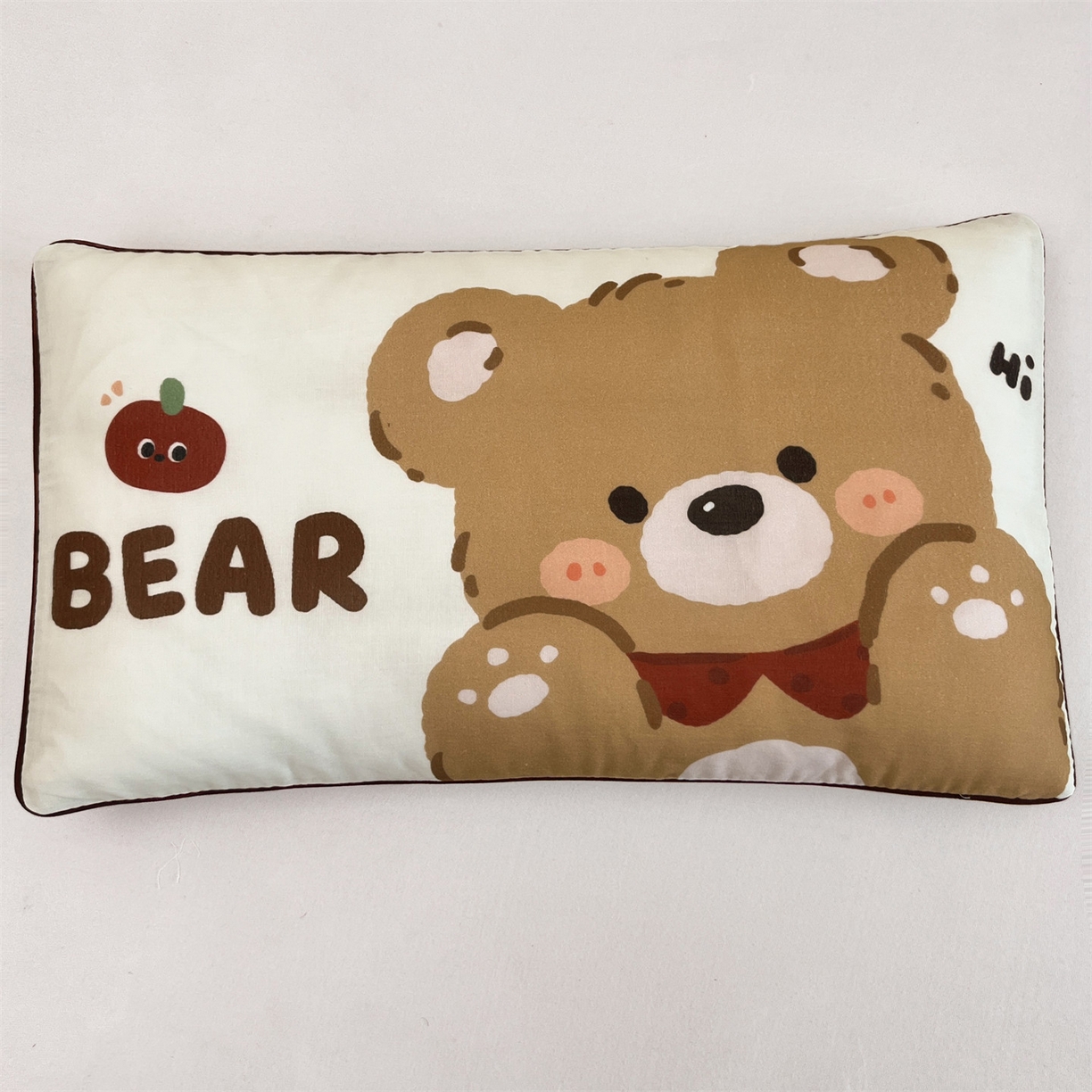 91家纺网 家纺一手货源 找家纺 雯豆家纺 2026新款全棉双层纱布枕套儿童卡通枕芯定位纯棉大版枕头套 双层纱-快乐熊