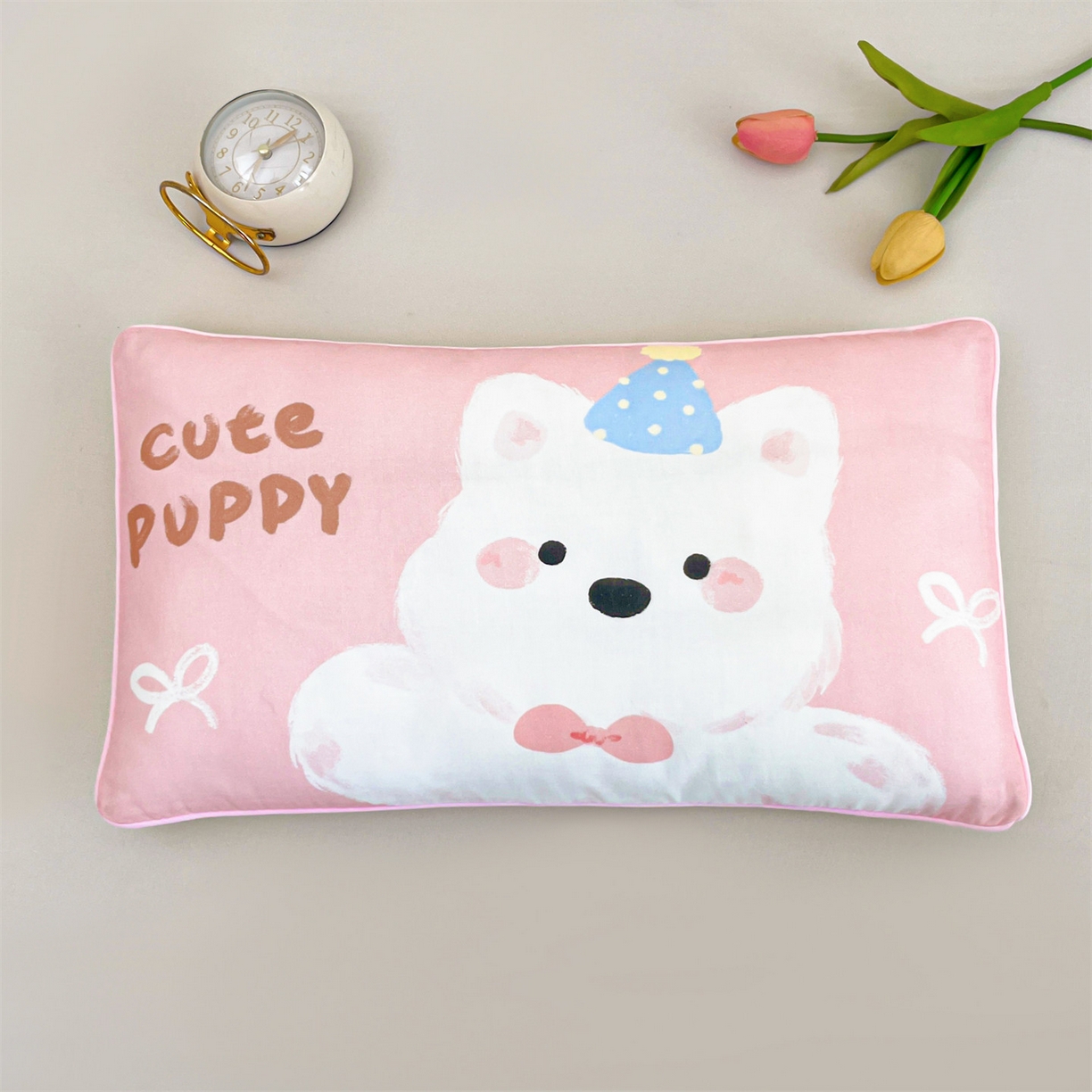 91家纺网 家纺一手货源 找家纺 雯豆家纺 2026新款全棉双层纱布枕套儿童卡通枕芯定位纯棉大版枕头套 双层纱-泡芙西高地