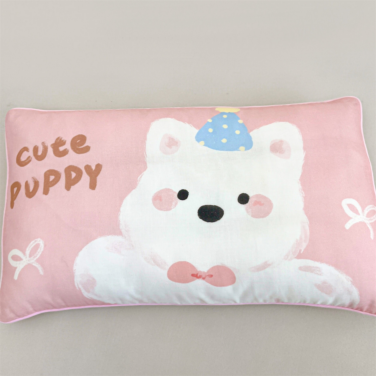 91家纺网 家纺一手货源 找家纺 雯豆家纺 2026新款全棉双层纱布枕套儿童卡通枕芯定位纯棉大版枕头套 双层纱-泡芙西高地