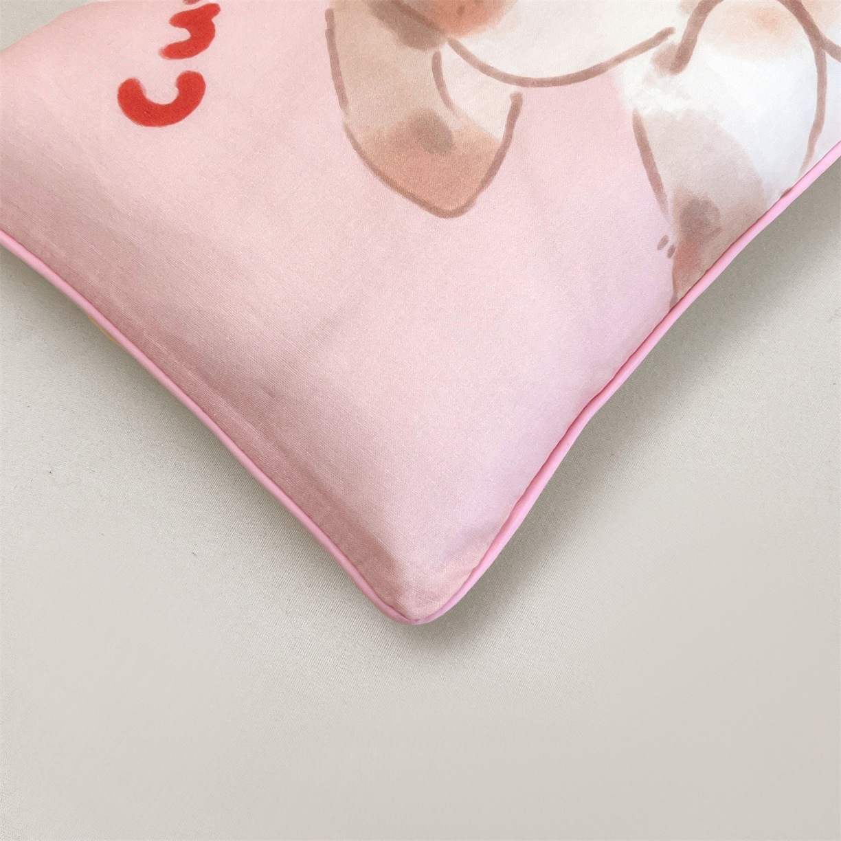 91家纺网 家纺一手货源 找家纺 雯豆家纺 2026新款全棉双层纱布枕套儿童卡通枕芯定位纯棉大版枕头套 双层纱-甜甜兔