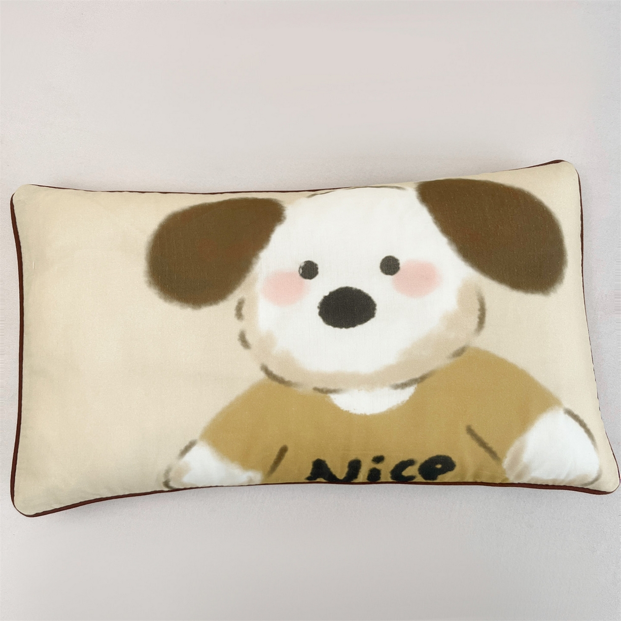 91家纺网 家纺一手货源 找家纺 雯豆家纺 2026新款全棉双层纱布枕套儿童卡通枕芯定位纯棉大版枕头套 双层纱-顽皮狗