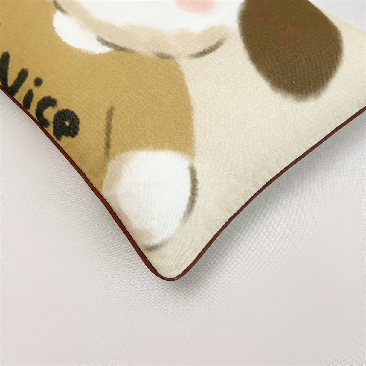 91家纺网 家纺一手货源 找家纺 雯豆家纺 2026新款全棉双层纱布枕套儿童卡通枕芯定位纯棉大版枕头套 双层纱-顽皮狗