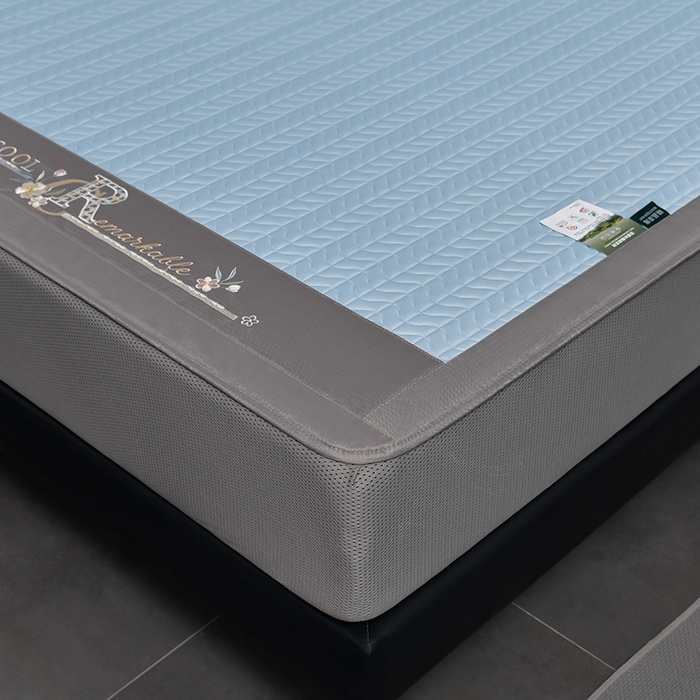 91家纺网 家纺一手货源 找家纺 小牛席业 2026新款CR冷感乳胶席（床笠款）凉席藤席冰藤席竹席空调席草席冰丝席豆豆席乳胶席三件套 CR冷感乳胶席床笠款-冰川蓝