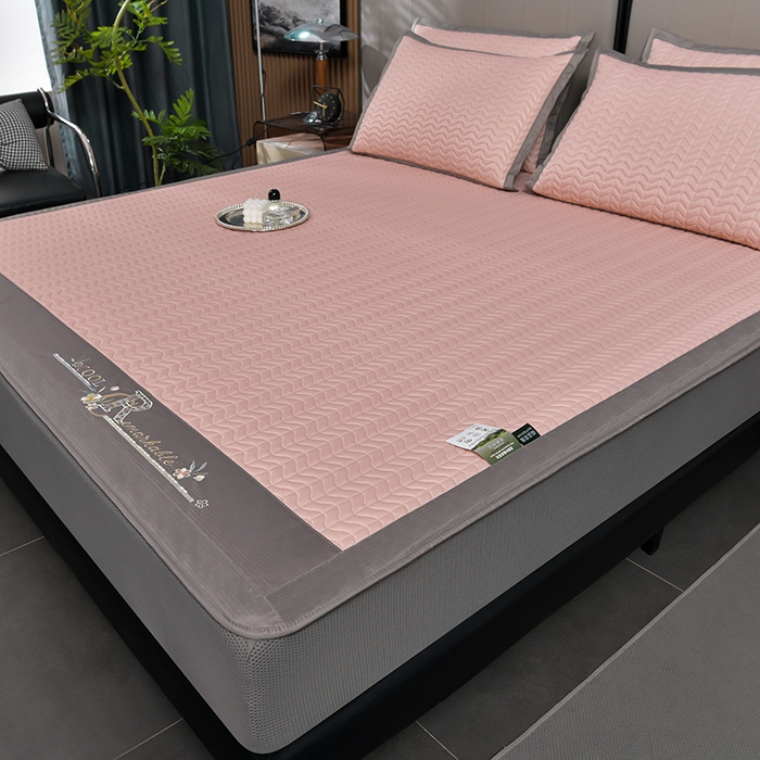 91家纺网 家纺一手货源 找家纺 小牛席业 2026新款CR冷感乳胶席（床笠款）凉席藤席冰藤席竹席空调席草席冰丝席豆豆席乳胶席三件套 CR冷感乳胶席床笠款-豆沙